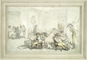 Gaming at Brooks's Club: 19th century Thomas Rowlandson c. 1810-1815