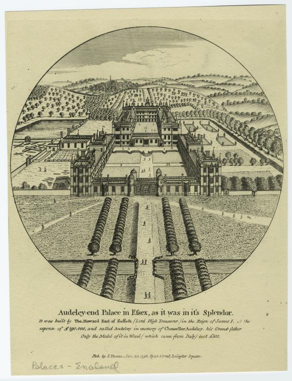 18th-century print of the Jacobean palace Audley End